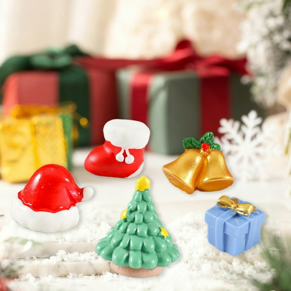 Dianli Christmas Decorations Indoor Outdoor Mini Resin Figurines Set for Christmas Tree Home Decor Garden Snow Globe Party Fairy Village Crafts DIY Ornament Gifts