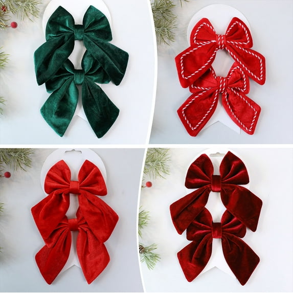 Dianli Christmas Decorations Indoor and Outdoor Set of 2 Red Velvet Small Bows with Hanging Cord for Christmas Tree Decor Window and Door Holiday Home Decor Flame Retardant Foldable Storage