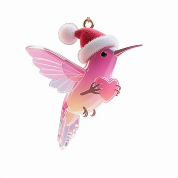 Dianli Christmas Ornament Set 4PCS Hummingbird with Santa Hat Decorations Hanging Decor for Tree Door Yard Outdoor or Window 2025 Holiday Gift for Women Bird Lovers