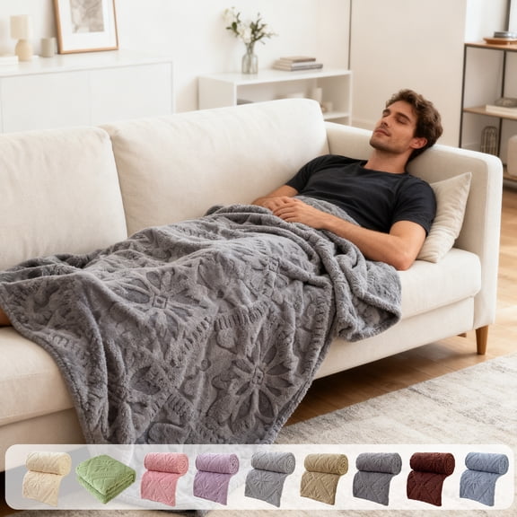 Dianli Cozy Fleece Blanket Nap Throw Blanket Lightweight Air-Conditioning Layer Soft Warm Double-Layer Raschel Microfiber Oversized Bed Sofa Couch Throw Plush Throw Blanket
