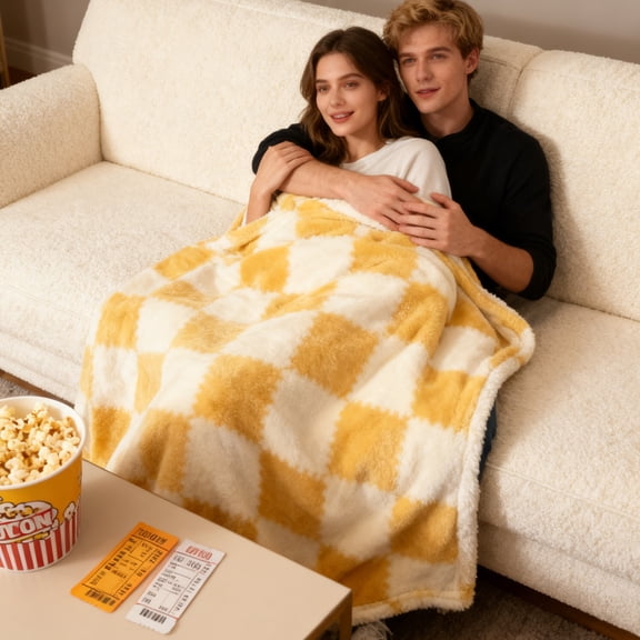 Dianli Cozy Throw Blanket Plush Fleece Nap Blanket Reversible Ultra Soft Lightweight Warm Air Conditioning Blanket for Winter Couch Bed Travel Home Machine Washable Plush Throw