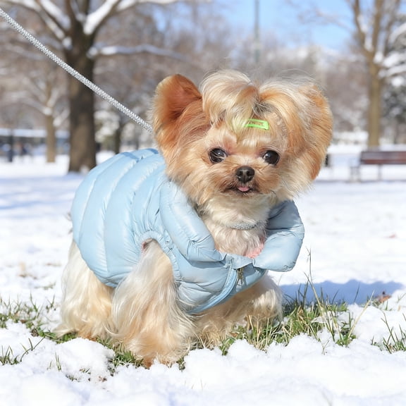 Dianli Dog Down Jacket Two Legged Winter Puffer Coat Cotton Padded Vest Warm Water Resistant Breathable Adjustable Harness Hole Elastic Fit Small Medium Large