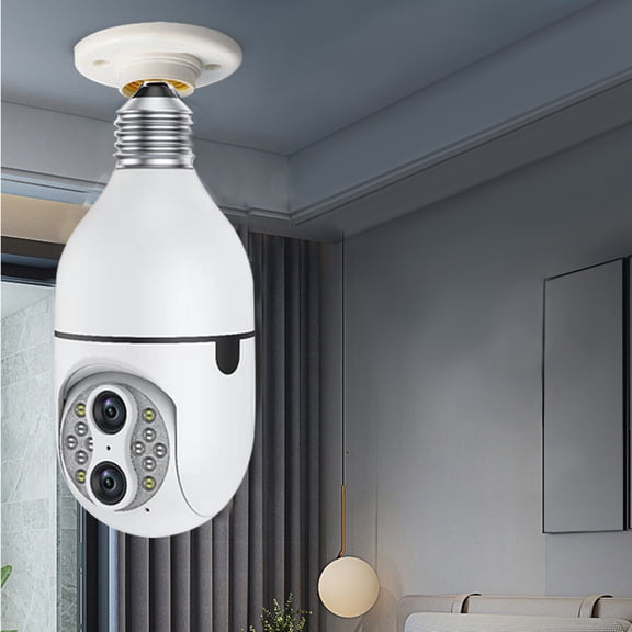 Dianli E27 Smart WiFi Bulb Camera With 10x Zoom 1080p, Wide-Voltage Panoramic Security Light With Remote Live View, 4G Compatible Dual-Lens Bulb Cam For Home Surveillance And Theft Deterrent