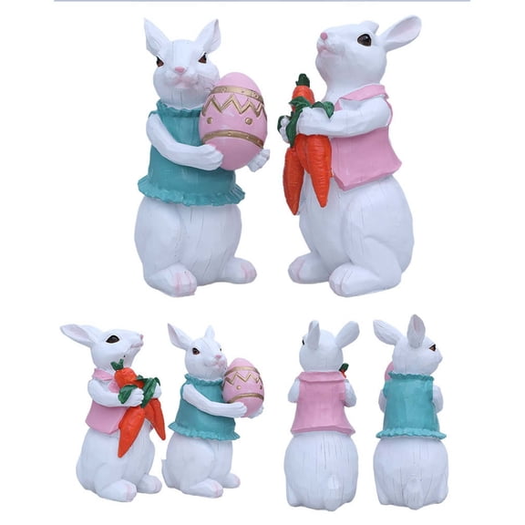 Dianli Easter Decor Window Bunny Resin Figurine Cute Easter Bunny Ornament Tabletop Window Hanging Resin Rabbit Spring Holiday Decoration Garden Home Accent Easter Gift