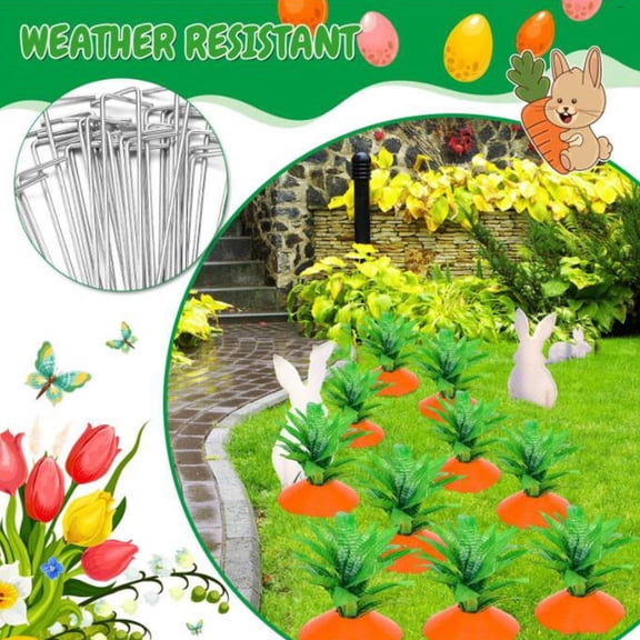Dianli Easter Party Supplies Easter Carrot Garden Pile Decoration Outdoor Garden Signage Yard Stake Lawn Ornament Cute Spring Easter Decor for Front Yard Patio Spring Party Supplies