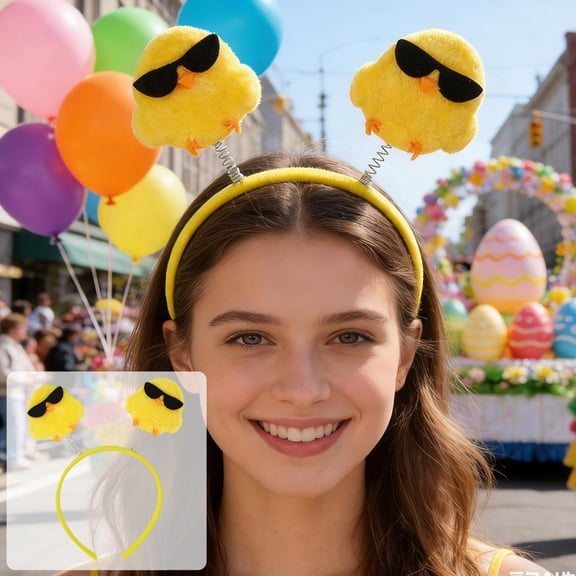 Dianli Easter Party Supplies Plastic Headband Eggshell Chick and Rabbit Ears Headpiece Adjustable Cute Easter Egg Hairband for Kids and Adults Holiday Party Accessories Easter Basket Stuffers