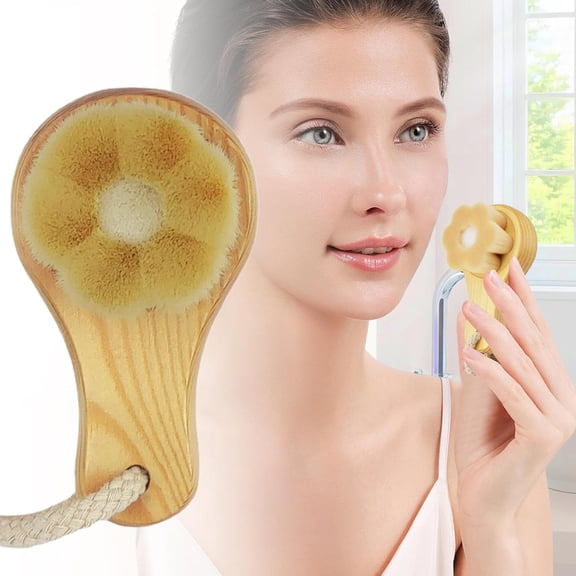 Dianli Face Brush Wooden Facial Brush Manual Cleansing Brush Natural Bamboo Exfoliating Face Brush With Soft Bristles for Deep Pore Cleaning and Gentle Daily Skincare Natural Care