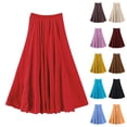 thumbnail image 1 of Dianli Flax A Line Skirt Ankle Skirt Women's Solid Color Elastic Waist Flax A Line Ankle Length Pull On Skirt Breathable Summer Casual Beachwear A Line Skirt, 1 of 9