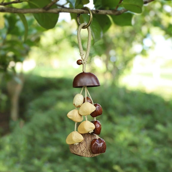Dianli Garden Outdoor Handmade Natural Bell Wind Chime String With Fruit Shell Accents Healing Hand Bells and Musical Charm Boho Porch Wall Hanging Home Decor