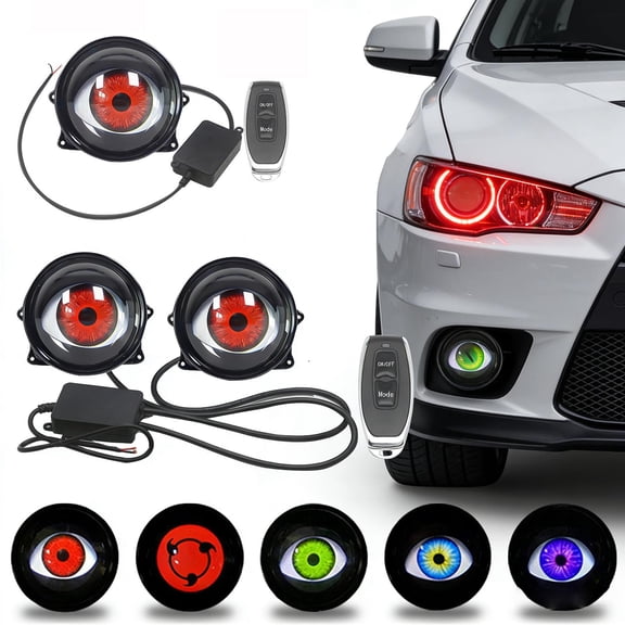 Dianli Gifts Automotive Lighting LED Eye Headlights Dynamic Automotive Lens Headlight Projector for Motorcycles High Brightness LED Eye Lamp Upgrade for Bike Safety Night Riding