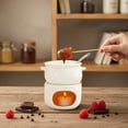 thumbnail image 1 of Dianli Gifts Ceramic Chocolate Fondue Pot Set Heatproof Melting Bowl Burner With Forks For Ice Cream Cheese Dessert Party Tabletop Entertaining Kitchen Gift Fondue Set, 1 of 6