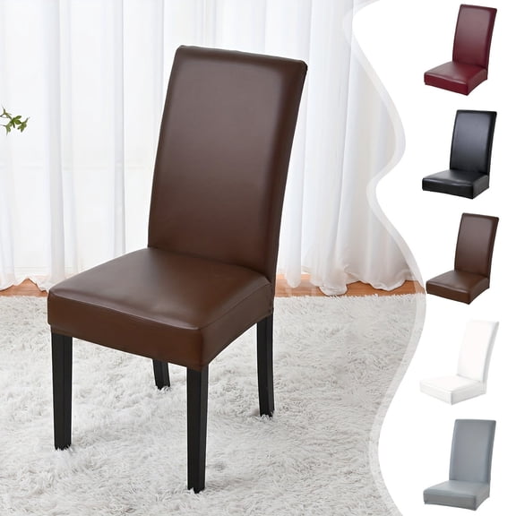 Dianli Gifts Chair Covers Stretch PU Spandex Fabric Slipcovers Universal Elastic Seat Protectors Washable Dining Room Kitchen Chair Slip Covers for Wedding Banquet Home Event Decor