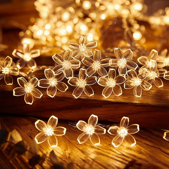 Dianli Gifts Christmas LED Flower String Lights Outdoor Camping Battery Operated Colorful Flashing Fairy Lights for Holiday Party Decorations Tree and Indoor Home