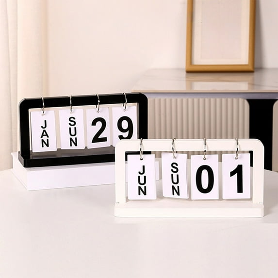 Dianli Gifts Desk Calendar Wooden Perpetual Flip Calendar Vintage Desktop Flip Blocks Calendar Wooden Block Calendar for Student Dorm Room Desk Home Office Living Room Bedroom Decor