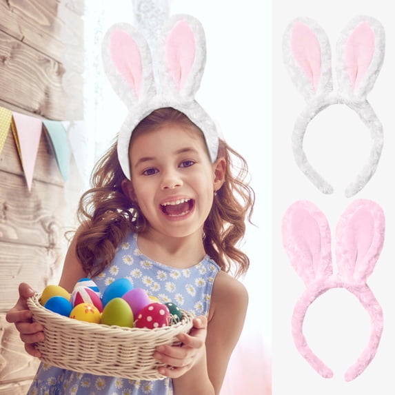 Dianli Gifts Easter Party Supplies Plush Bunny Ears Headband Thick Soft Plush Hair Hoop Elastic Comfortable for Kids Teens Women Spring Party Costume Accessories Easter Party Supplies