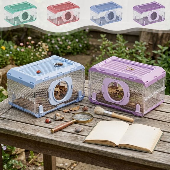 Dianli Gifts Foldable Insect Observation Box Outdoor Adventure Science Experiment Educational Toy for Kids Students Transparent Bug Viewer Collector