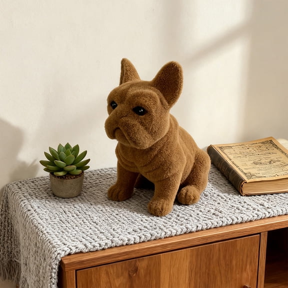 Dianli Gifts Garden Decor Easter Decor Flocked Puppy Resin Figurine Lifelike Dog Statue for Garden Patio Window Display Tabletop Ornament Spring Home Centerpiece Gift Patio Decor