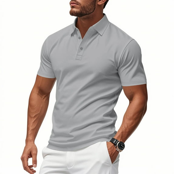 Dianli Gifts Golf Apparel Men's Golf Button Lapel Short Sleeve Loose-Fit Breathable Cotton-Blend Moisture-Wicking Performance Shirt Uniform Work Travel Everyday Casual Wear