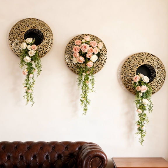 Dianli Gifts Home Decor Wall Decor European-Style Ironwork Wall Flower Vases and Dry Flowerpots, Rustic Metal Hanging Planters for Living Room Homestay Entryway Indoor Wall Hanging Decor