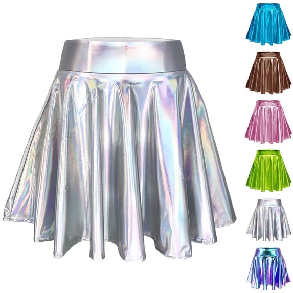Dianli Gifts Mini Skirt High Elastic Waist Ultra Short Casual Pleated Mini Skirt Pull On Stretchy Comfortable Trendy Club To Beach Wear Mini Skirt