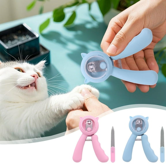 Dianli Gifts Pet Nail Scissors Small Animal Cat Clipper Round Hole Blind Nail Cutter with Transparent Guard and Nail File Pink Blue 12cm Best Value Finds & Budget-Friendly Offers