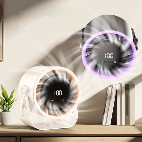 Dianli Gifts Rechargeable 6in Desktop Fan 100‑Speed Digital Circulation Fan With Night Light, Compact High‑Flow USB Table Fan For Home Office Bedroom Dorm With Adjustable Angles