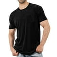 thumbnail image 1 of Dianli Gifts Shirts for Men Crew Neck Pocket Short Sleeve T-Shirt Business Fitness Retro Solid Color Breathable Quick-Dry Cotton-Blend Lightweight Tee for Everyday Wear Gym Workout, 1 of 5