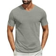 thumbnail image 1 of Dianli Gifts Shirts for Men Solid-Color V‑Neck Short‑Sleeve Pullover T‑Shirt Lightweight Breathable Cotton‑Blend Relaxed‑Fit Top for Everyday & Travel, 1 of 6