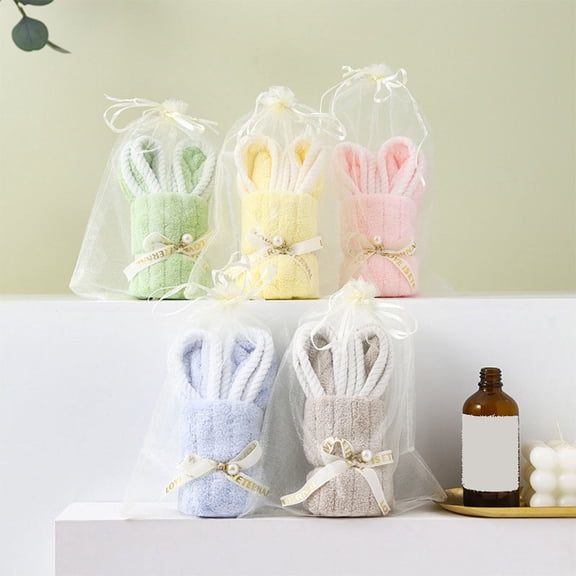 Dianli Gifts Soft Absorbent Children's Handheld Gift Towel Hooded Plush Cotton Quick-Dry Super-Soft Small Travel Bath Washcloth for Kids Toddlers Preschool Nursery Cute Portable