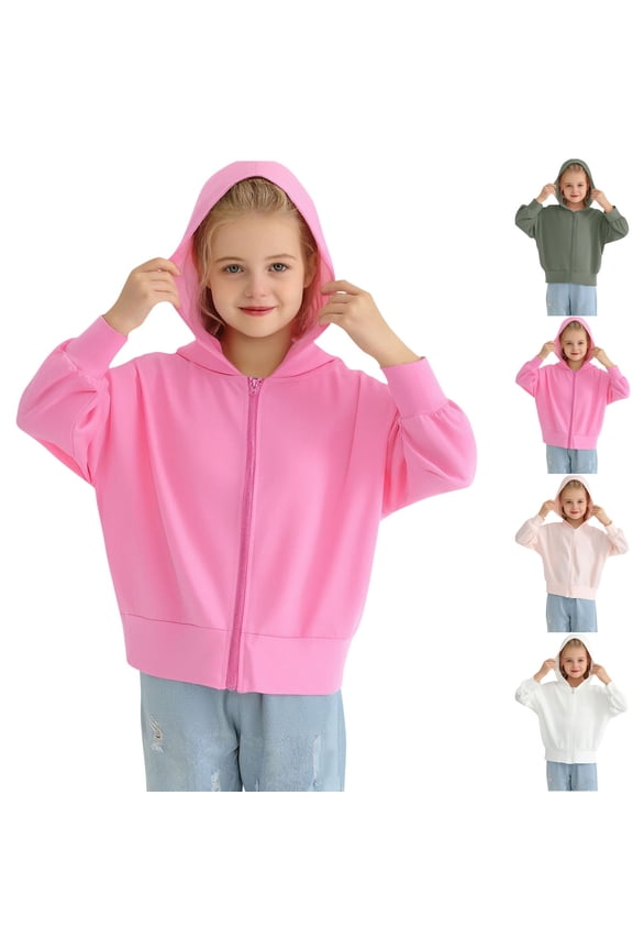 Gifts Solid Color Thin Hooded Sunscreen Jacket, UPF50+ Ice Silk Anti UV Coat, Lightweight Long Sleeve Outdoor Summer Outwear for Boys and Girls Ages 4 To 13 White 5 Years