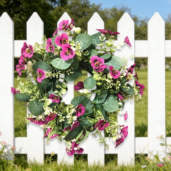Dianli Gifts Spring Floral Wreath Eucalyptus Daisy Door Ring Artificial Flower Wreath Green Leafy Home Decor Window Hanging Rustic Spring Summer Wedding Ceremony Floral Wreath