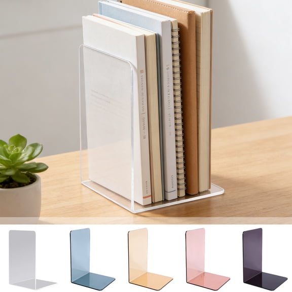Dianli Gifts Student Book Organizer Bookends for Students Clear Book Stand Desktop Book Organizer Adjustable Acrylic Bookend Study Desk Minimalist Design Book Holder Student Supplies Office Decor