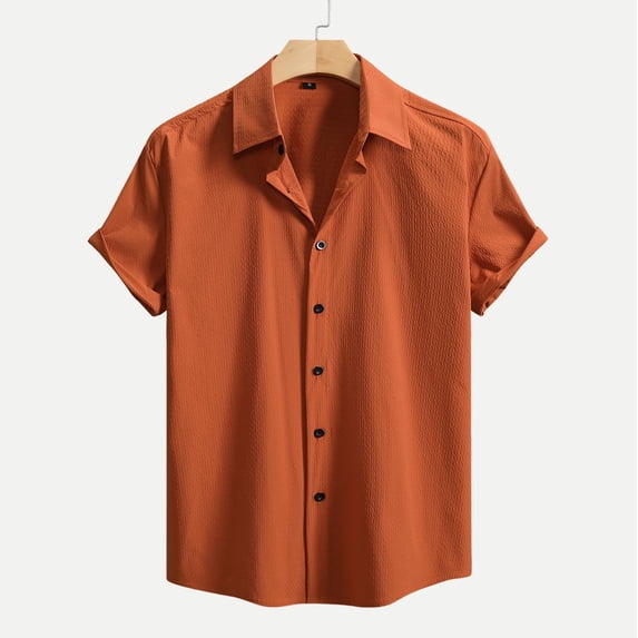 Dianli Gifts Summer Beach Casual Men's Button-Up Short Sleeve Turn-Down Collar Beach Print and Solid Color Camp Shirt Lightweight Breathable Linen-Blend Vacation Resort Top Summer Beach