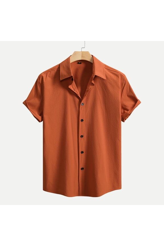 Gifts Summer Beach Casual Men's Button-Up Short Sleeve Turn-Down Collar Beach Print and Solid Color Camp Shirt Lightweight Breathable Linen-Blend Vacation Resort Top Summer Beach