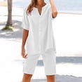 thumbnail image 1 of Dianli Gifts Two Piece Sets for Women Summer Casual Two Piece Set Short Sleeve Shirt and Shorts Lounge Outfit for Everyday Wear White L, 1 of 8