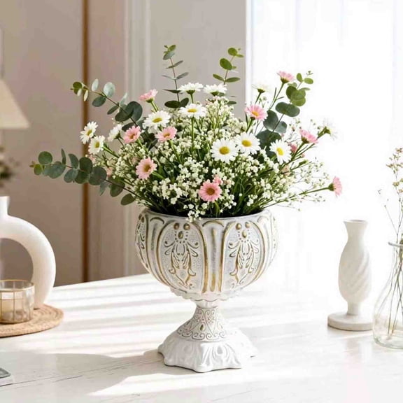 Dianli Gifts Wedding Centerpiece Decorative Iron Vase Rustic Tall Metal Urn Antique Finish Tabletop or Floor Floral Vase for Events Office and Home Decoration