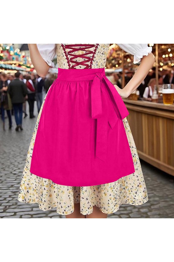 Gifts Womens Traditional Dirndl Dress with Apron Classic Oktoberfest Outfit with Solid Color Apron Elegant Bavarian Style Costume for Festivals and Celebrations Hot Savings & Everyday Bargains