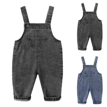 Dianli Girls Jumpsuit Cute Print Baby Denim Overalls Spring Baby 0-3 Years Old Stylish Pants Boys Cute Pants Spring Korean Version Black 12-18 Months