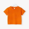 thumbnail image 1 of Dianli Girls Tops Cotton Crew Neck T-Shirts Loose Fit Short Sleeve T-Shirts Solid Tops Stylish Tops for Teen Girls Clothes for Girls 4-12 Summer Saving Orange 3-4 Years, 1 of 2