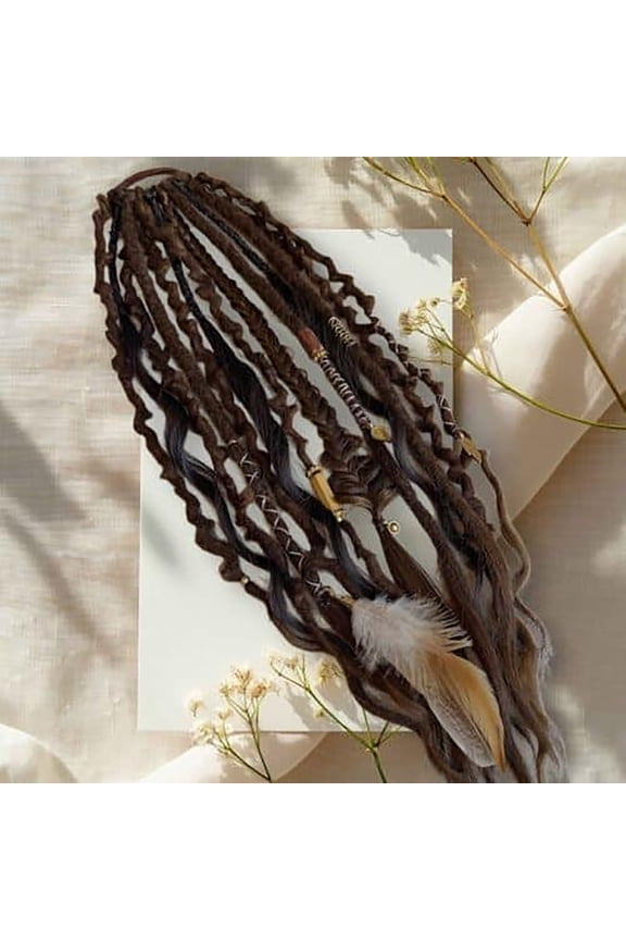 Hair Extensions Elastic Dirty Braid Ponytail Wrap Messy Braided Scrunchie Synthetic Heat Resistant Boho Style Clip In Hair Accessory for Women Everyday Party Ponytail Wrap Hairpiece