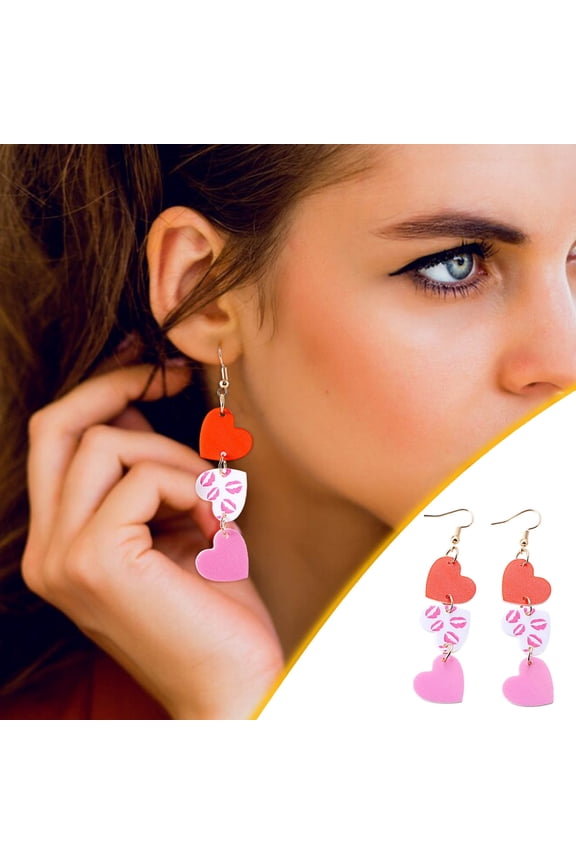 Heart Pendant Earrings Romantic Heart Drop Earrings Minimalist Lightweight Hypoallergenic Metal Alloy Plated Dainty Jewelry Gift for Her Anniversary Valentine's Day Everyday Wear