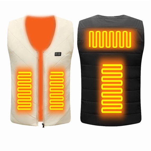 Dianli Heated V‑Neck Zippered Thermal Vest Rechargeable Electric Warmed Sleeveless Jacket Dual‑Zone Control Insulated Stretch Fabric Windproof Layering Piece for Outdoor Work Travel Winter Vest