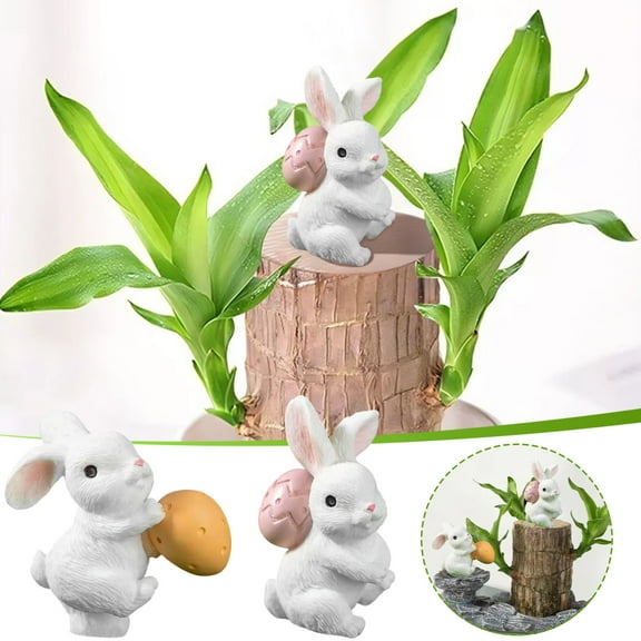 Dianli Home Decor Brazilian Wood Hydroponic Rabbit Tabletop Ornament Greenery Holder Indoor Desk Accent Rustic Farmhouse Bunny Figurine Natural Finish Greenery Decor