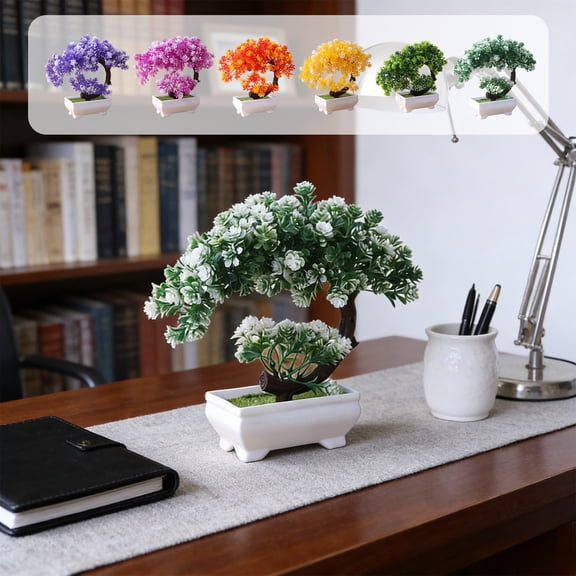 Dianli Home Decor Faux Potted Greenery Artificial Flowers Tabletop Centerpiece with Realistic Silk Foliage in Ceramic Pot Indoor Accent for Dining Table Living Room TV Console