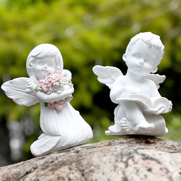 Dianli Home Decor Memorial Vintage Resin Praying Angel Statue with Candle Holder Ornament Rustic Religious Figurine Keepsake for Funeral Mantel Table Sympathy Gifts