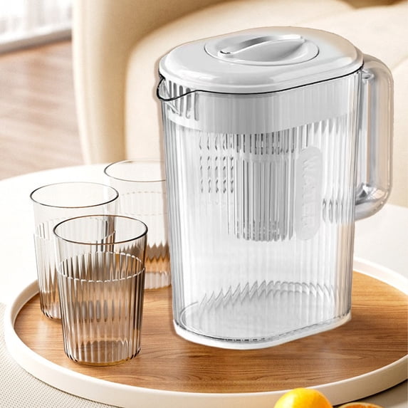 Dianli Household Cold Water Kettle Glass with Built-in Filtration System Large Capacity Hot and Cold Beverage Pitcher Ergonomic Handle for Refrigerator Tea Juice White Yellow Gift