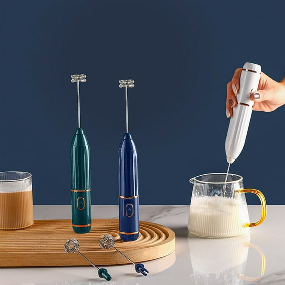Dianli Household Wireless Milk Frother Rechargeable Handheld Coffee Whisk Egg Beater 1200mAh USB 3-Speed Foam Maker Food Grade Stainless Steel for Lattes White Green Blue 26.5x3cm
