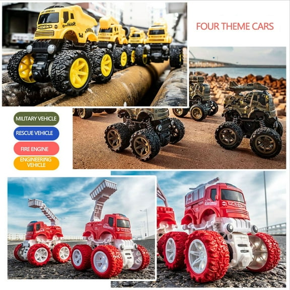 Dianli Inertial Off Road Toy Car 4 Wheel Drive Military Fire Rescue Engineering Vehicle Rugged Pull Back Truck Boys Educational Toy for Kids Outdoor Play Hot Savings & Everyday Bargains