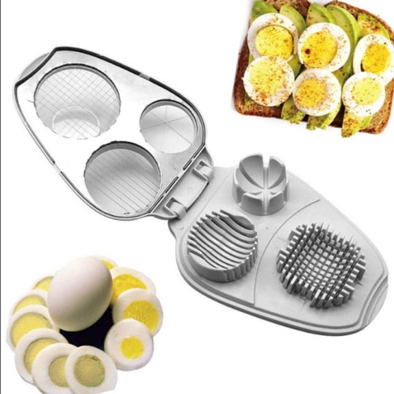 Dianli Kitchen Gadget 3 In 1 Manual Egg Fruit Slicer Multi Function Cutter Stainless Steel Wire Slicer Wedger Dicer Garnish Tool for Kitchen Prep Easy Clean