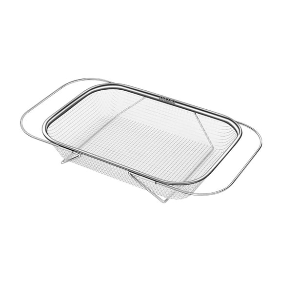 Dianli Kitchen Washware Vegetable Washing Basin Draining Basket Stainless Steel Sink Draining Rack Adjustable Foldable Dish Drainer Colander for Produce Pasta Dishes Kitchen Organizer
